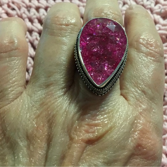 🌹Host Pick🌹-Sterling Silver Pink Tourmaline large stone ring/size 8/NWOT - Picture 8 of 10